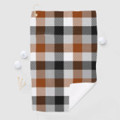 Brown Schwarz-weiß Twill Gingham Design Golfhandtuch (Insitu)