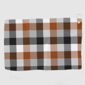 Brown Schwarz-weiß Twill Gingham Design Golfhandtuch (Horizontal)