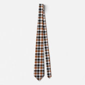 Brown Schwarz-weiß Twill Gingham Design Krawatte (Vorderseite)