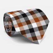 Brown Schwarz-weiß Twill Gingham Design Krawatte (Gerollt)