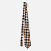 Brown Schwarz-weiß Twill Gingham Design Krawatte (Rückseite)