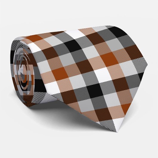 Brown Schwarz-weiß Twill Gingham Design Krawatte