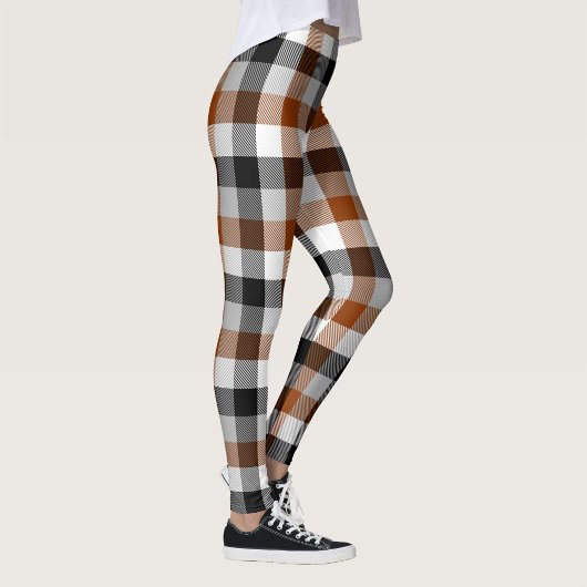 Brown Schwarz-weiß Twill Gingham Design Leggings