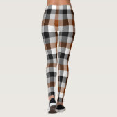 Brown Schwarz-weiß Twill Gingham Design Leggings (Rückseite)