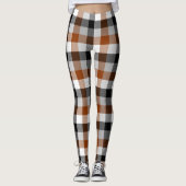 Brown Schwarz-weiß Twill Gingham Design Leggings (Vorderseite)