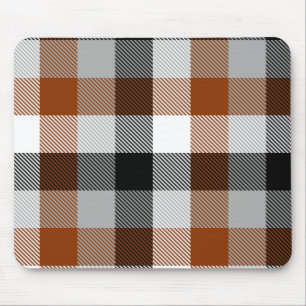Brown Schwarz-weiß Twill Gingham Design Mousepad