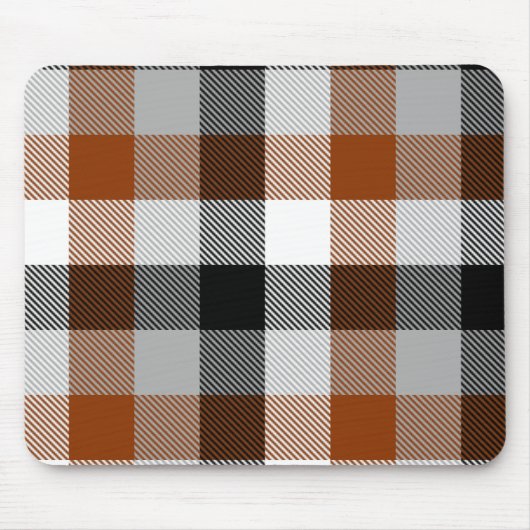 Brown Schwarz-weiß Twill Gingham Design Mousepad (Vorne)