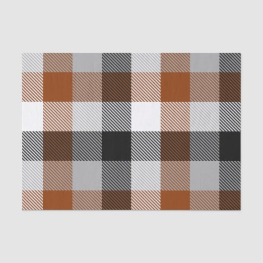 Brown Schwarz-weiß Twill Gingham Design Seidenpapier (Vorderseite)