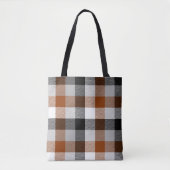 Brown Schwarz-weiß Twill Gingham Design Tasche (Vorderseite)
