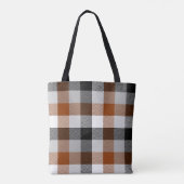 Brown Schwarz-weiß Twill Gingham Design Tasche (Rückseite)