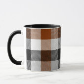 Brown Schwarz-weiß Twill Gingham Design Tasse (Links)