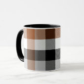 Brown Schwarz-weiß Twill Gingham Design Tasse (Vorderseite Links)