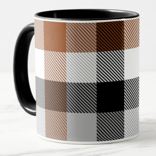 Brown Schwarz-weiß Twill Gingham Design Tasse