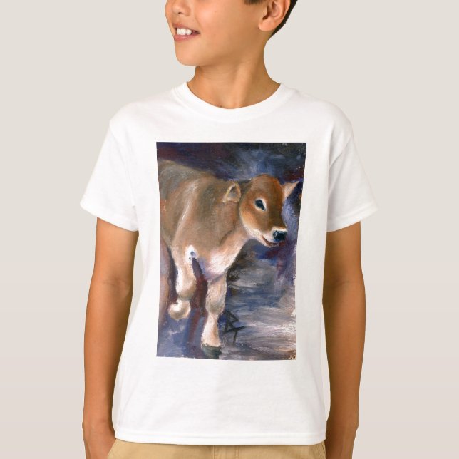 Brown-Schweizer-Kalb scherzt T-Shirt (Vorderseite)