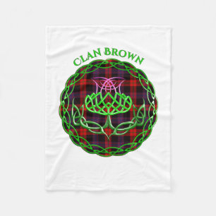 Brown Scottish Tartan Celtic Thistle Fleecedecke