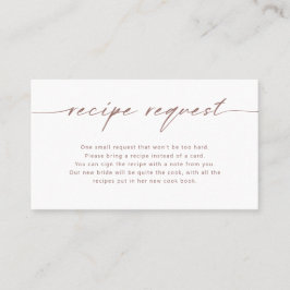 Brown Script Bridal Recipe Request Card Visitenkarte