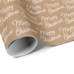 Brown Script Merry Christmas Wrapping Paper Geschenkpapier<br><div class="desc">Das Script Brown Merry Christmas Wrapping Paper ist eine wunderbare Wahl für die Winterurlaubsgeschenkverpackung, mit einem atemberaubenden Skriptmuster, das elegant "Frohe Weihnachten" Zauber. Der braune Kraftsackhintergrund fügt eine einzigartige Touch hinzu, die sich perfekt in die festliche Dekoration einfügt. Dieses Verpackungspapier hebt nicht nur die Schönheit Ihrer Geschenke, sondern vermittelt auch...</div>