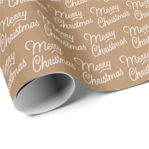 Brown Script Merry Christmas Wrapping Paper Geschenkpapier