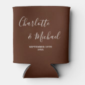 Brown Script Minimalist Wedding Dosenkühler (Vorderseite)