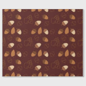 Brown Seamless Wrapping Paper: Fall Hazelnut Leaf Geschenkpapier (Flach)