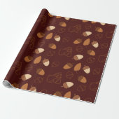Brown Seamless Wrapping Paper: Fall Hazelnut Leaf Geschenkpapier (Ungerollt)