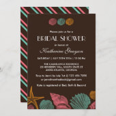 Brown Seashells Einladung für Beach Wedding (Vorne/Hinten)