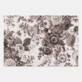 Brown Sepia Floral Peonies Dahlias Asters Rose Geschenkpapier Set (Vorderseite 3)