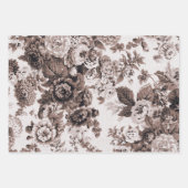 Brown Sepia Floral Peonies Dahlias Asters Rose Geschenkpapier Set (Vorderseite 2)