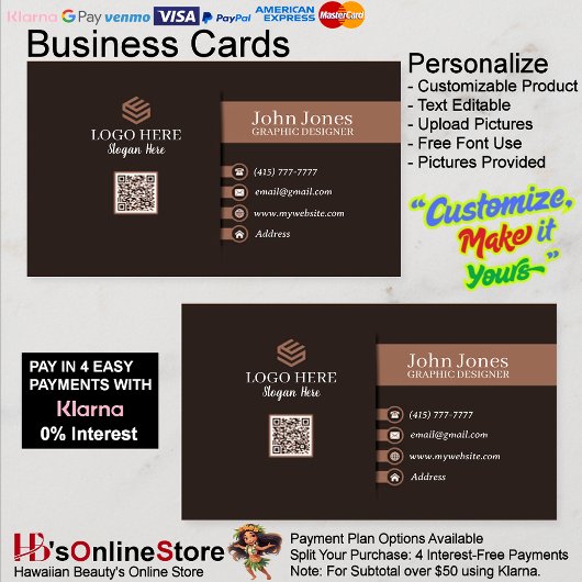 Brown Sepia QR Code Business Cards 24 Pack von 100 Visitenkarte