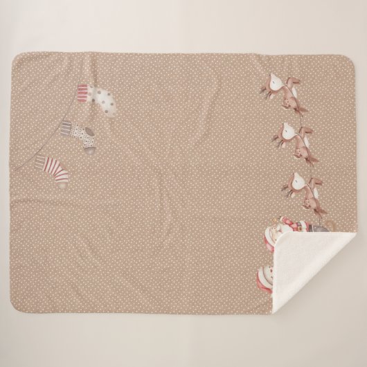 Brown Sherpa Blanket mit dem Weihnachtsmann im Rot Sherpadecke (Vorderseite (Horizontal))