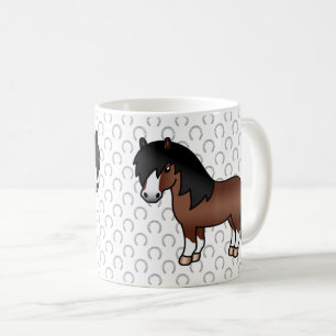 Brown Shetland Pony Niedlicher Cartoon Illustratio Kaffeetasse