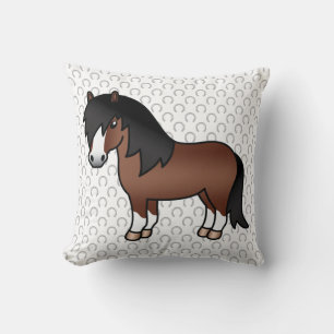 Brown Shetland Pony Niedlicher Cartoon Illustratio Kissen