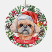 Brown Shih Tzu Custom Santa Dog Weihnachtsschmuck (Hinten)