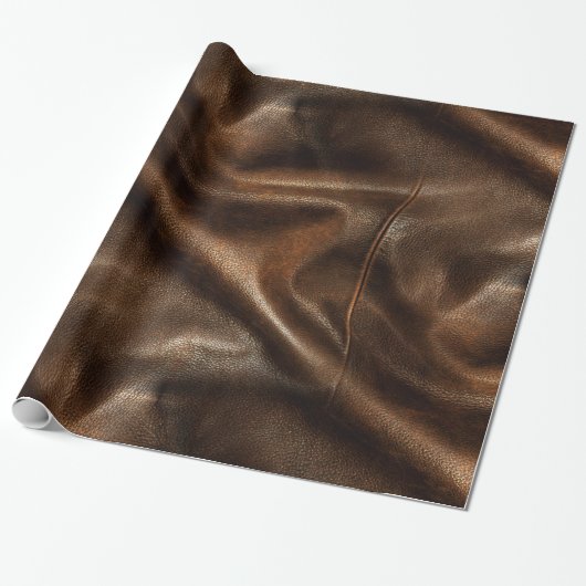 Brown Shiny Imitats Leather Geschenkpapier (Ungerollt)