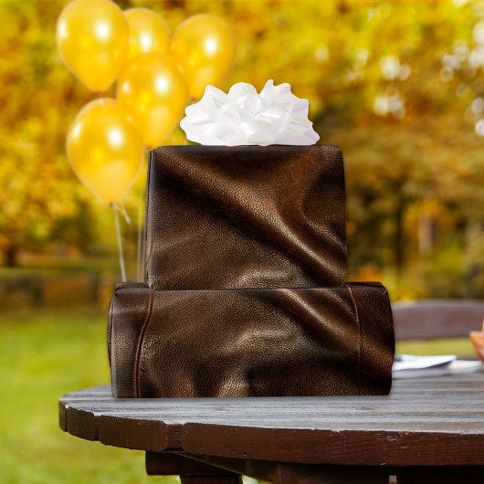 Brown Shiny Imitats Leather Geschenkpapier