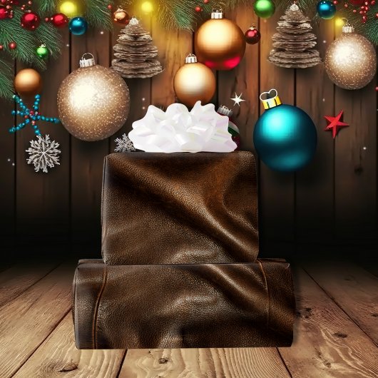 Brown Shiny Imitats Leather Geschenkpapier