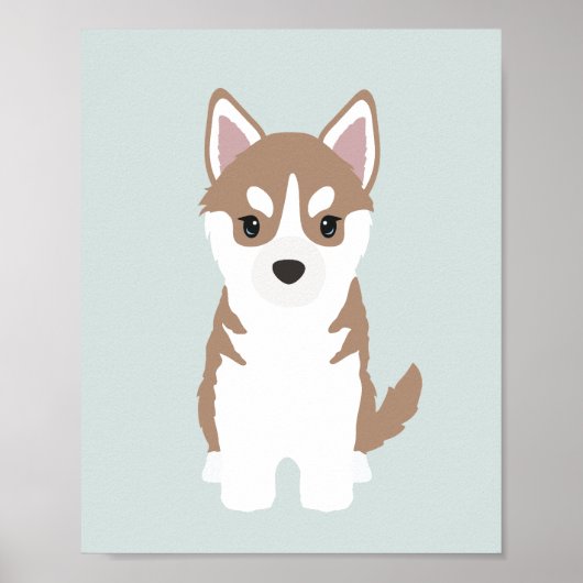 Brown Siberian Husky Puppy Kids Room Decor Poster (Vorne)