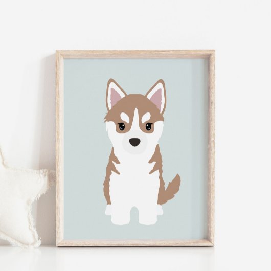 Brown Siberian Husky Puppy Kids Room Decor Poster