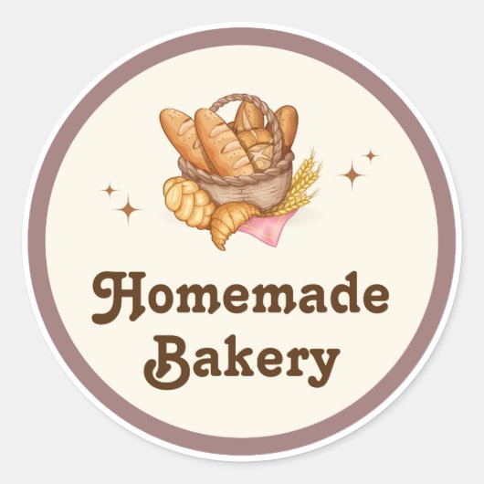 Brown Simple Bakery Runder Aufkleber (Vorderseite)
