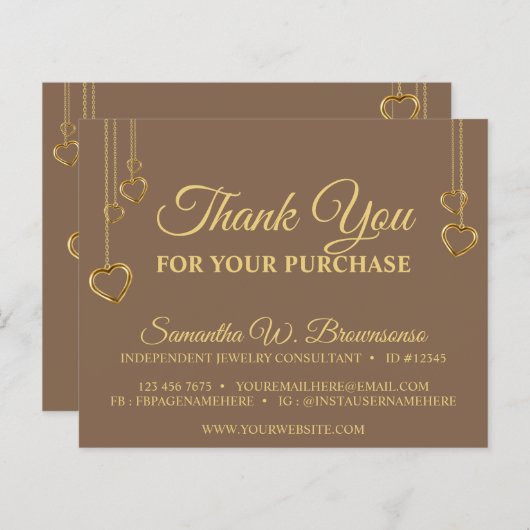 Brown Simple Clean Heart Gold Vielen Dank (Vorne/Hinten)