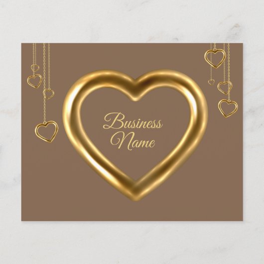 Brown Simple Clean Heart Gold Vielen Dank (Rückseite)