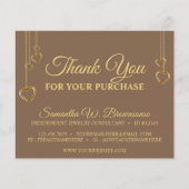 Brown Simple Clean Heart Gold Vielen Dank (Vorderseite)