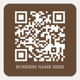 Brown Simple, Modern QR Code Business Name Quadratischer Aufkleber