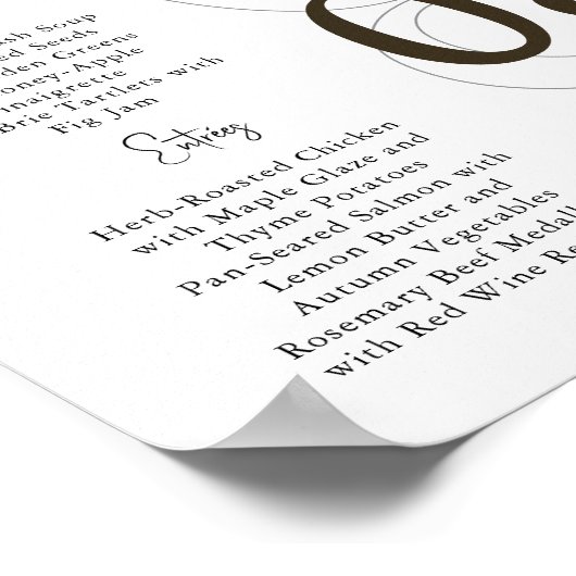 Brown Simple Modern Tri-Fold Wedding Menu Poster (Ecke)