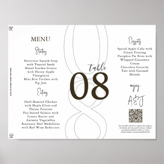 Brown Simple Modern Tri-Fold Wedding Menu Poster (Vorne)