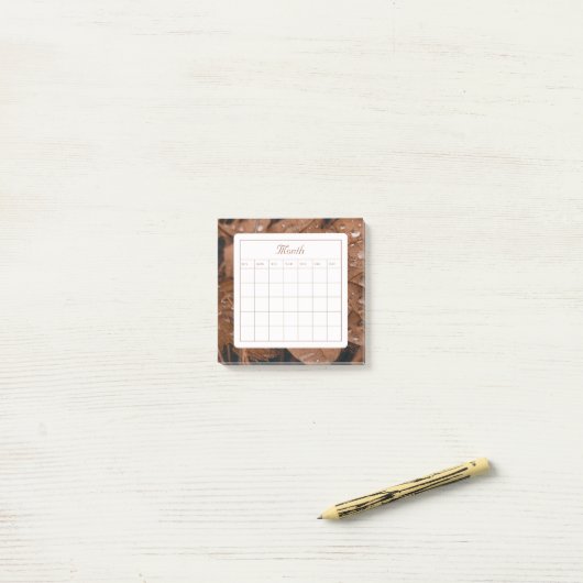 Brown Simple Monthly Schedule Calendar Post-it Klebezettel (Auf Schreibtisch)