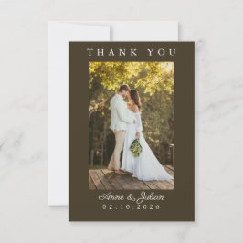 Brown Simple Photo Wedding Thank You Card W Note Dankeskarte
