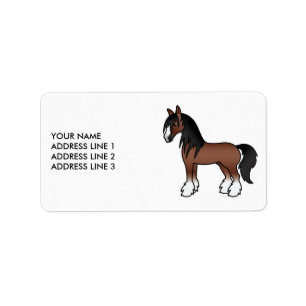 Brown Sinti und Roma Vanner Clydesdale Cartoon Hor Adressaufkleber