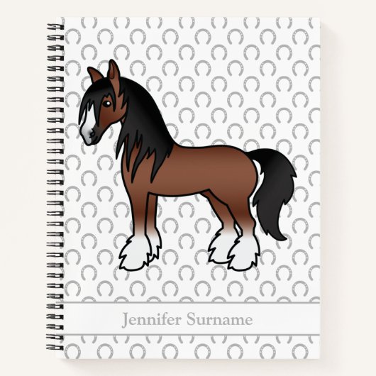 Brown Sinti und Roma Vanner Clydesdale Horse & Tex Notizblock (Vorderseite)