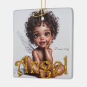 Brown Skin Baby Angel Keramikornament (Links)